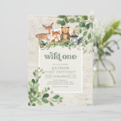 Wild One 森のパーティーアニマル 1歳の誕生日 招待状 (スタンド正面)