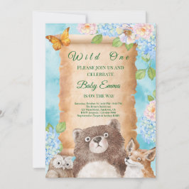 Wild One 森のベビーシャワー 水彩アート 招待状