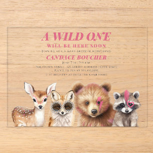 Wild One 森の動物 フェスティバル ベビーシャワー アクリル招待状