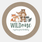 Wild One 森の動物 初めての誕生日 ラウンドシール (正面)