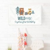 Wild One 森の動物 初めての誕生日 横断幕 (インサイチュ)