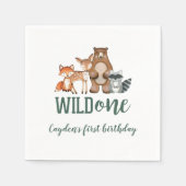 Wild One 森の動物 1歳の誕生日 スタンダードカクテルナプキン (正面)