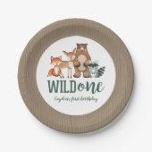 Wild One 森の動物 1歳の誕生日 ペーパープレート (正面)