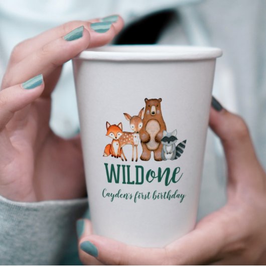 Wild One 森の動物 1歳の誕生日 紙コップ