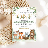 Wild One 森の生き物 1歳の誕生日招待状 招待状