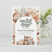 Wild One 森の1歳の誕生日パーティー 招待状 (スタンド正面)
