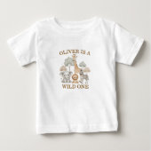 Wild One 男の子 1歳の誕生日 サファリ ベビー ベビーTシャツ (正面)