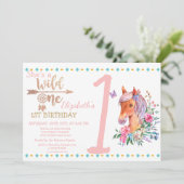 Wild One,矢印,ポニーの花 誕生日招待状 招待状 (スタンド正面)