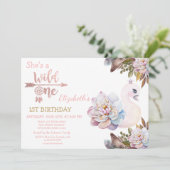 Wild One,矢印,白鳥の花,ボヘミアンな誕生日  招待状 (スタンド正面)