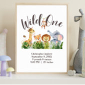 Wild One 誕生統計 ジュングルサファリ 動物ポスター ポスター