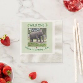 Wild One 象の誕生日テーブルアクセント 縁ありカクテルナプキン