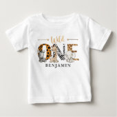 Wild One 1歳の誕生日ジャングルベビーTシャツ ベビーTシャツ (正面)