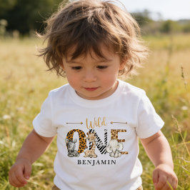 Wild One 1歳の誕生日ジャングルベビーTシャツ ベビーTシャツ