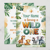 Wild One 1歳の誕生日招待状カード - 招待状 (正面/裏面)