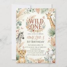 Wild One 1歳の誕生日招待状フォトブホ
