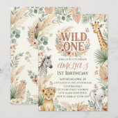 Wild One 1歳の誕生日招待状フォトブホ 招待状 (正面/裏面)