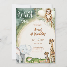 Wild One 1歳の誕生日招待状 | サファリの動物F 招待状