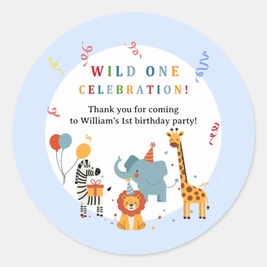 Wild One 1歳の誕生日招待状 ラウンドシール (正面)