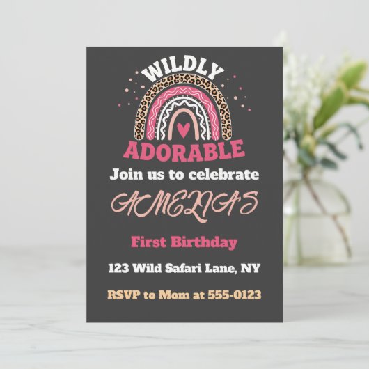 Wild One 1歳の誕生日招待状 招待状 (スタンド正面)