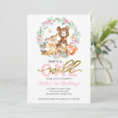 Wild One 1歳の誕生日招待状 森の動物たち  招待状 (スタンド正面)