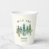 Wild One 1歳の誕生日 森の水彩画 紙コップ (正面)