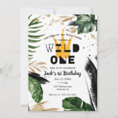 Wild One 1歳の誕生日 | 物の王様の王冠 招待状 (正面)