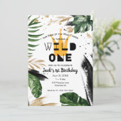 Wild One 1歳の誕生日 | 物の王様の王冠 招待状 (スタンド正面)