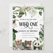 Wild One 1歳の誕生日 | 物の王様クラウン 招待状 (正面)
