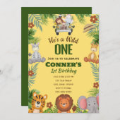 Wild One 1st Birthday招待状for Boy 招待状 (正面/裏面)