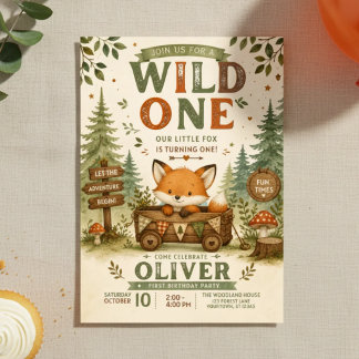 Wild One 1st Birthday | 森のキツネテーマ 招待状