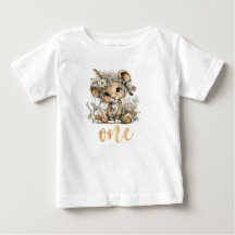 Wild One 1st Birthday Boho ライオン ベビーTシャツ
