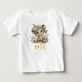 Wild One 1st Birthday Boho ライオン ベビーTシャツ