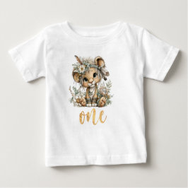 Wild One 1st Birthday Boho Lion Baby T-Shirt ベビーTシャツ