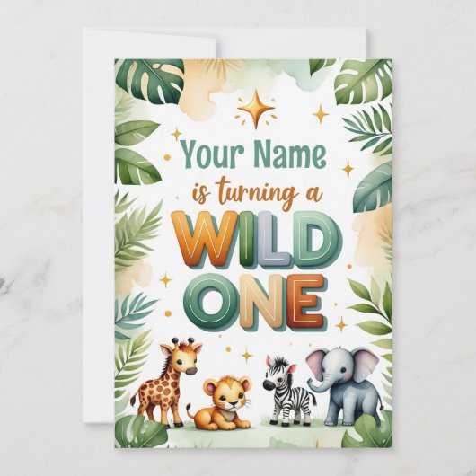 Wild One 1st Birthday Invitation Card - 招待状 (正面)