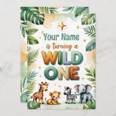 Wild One 1st Birthday Invitation Card - 招待状 (正面/裏面)