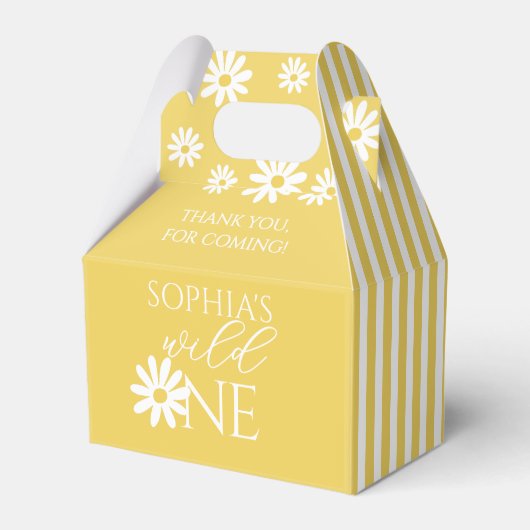Wild One 1st Birthday Party Boho Daisy フェイバーボックス (正面サイド)