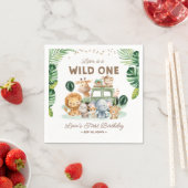 Wild One 1st Birthday Safari Animals スタンダードカクテルナプキン (インサイチュ)