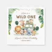 Wild One 1st Birthday Safari Animals スタンダードカクテルナプキン (正面)