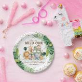 Wild One 1st Birthday Safari Animals ペーパープレート (パーティー)