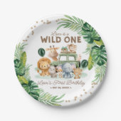 Wild One 1st Birthday Safari Animals ペーパープレート (正面)