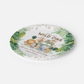 Wild One 1st Birthday Safari Animals ペーパープレート (アングル)