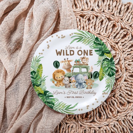 Wild One 1st Birthday Safari Animals ペーパープレート