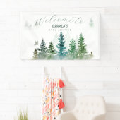 Wild One 1st Birthday Watercolor Woodland Animals 横断幕 (インサイチュ)