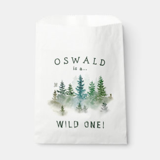 Wild One 1st Birthday Woodland Watercolor フェイバーバッグ