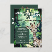 Wild One Adventure:サファリをテーマにしたベビーシャワー 招待状 (正面/裏面)