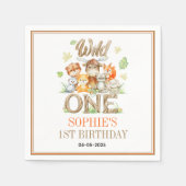 Wild One Animal 1st Birthday Party | Safari Jungle スタンダードカクテルナプキン (正面)