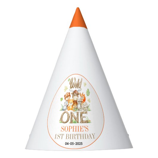 Wild One Animal 1st Birthday Party | Safari Jungle パーティーハット (正面)