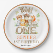 Wild One Animal 1st Birthday Party | Safari Jungle ペーパープレート (正面)