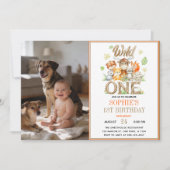 Wild One Animal 1st Birthday Party | Safari Jungle 招待状 (正面)