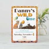 Wild One Animals First Birthday Invitation 招待状 (スタンド正面)